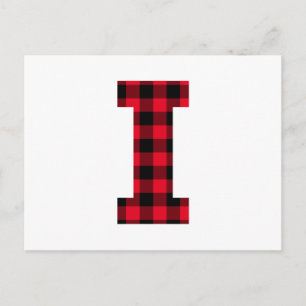Rode en Zwarte Buffalo Plaid Klinkende Letter I Mo Briefkaart