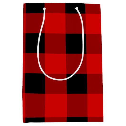 Rode en zwarte buffelbakkersgingham medium cadeauzakje (Voorkant)
