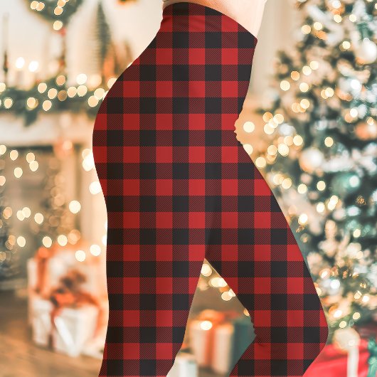 Rode en zwarte buffelkerst leggings