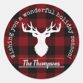 Rode en zwarte buffelkerst ronde sticker (Voorkant)