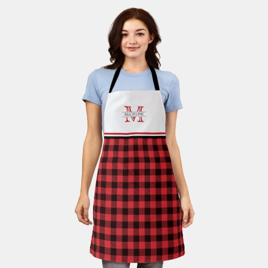 Rode en zwarte buffelplaat | Monogram Schort (Gedragen)