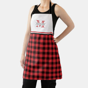Rode en zwarte buffelplaat   Monogram Schort