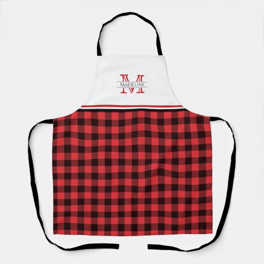 Rode en zwarte buffelplaat | Monogram Schort (Voorkant)