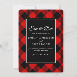 Rode en zwarte buffelplaat save the date