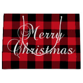 Rode en zwarte Chevron Buffalo Pset Merry kerst Groot Cadeauzakje (Voorkant)