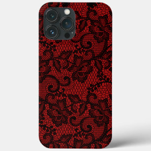 Rode en zwarte faux kant iPhone 13 pro max hoesje