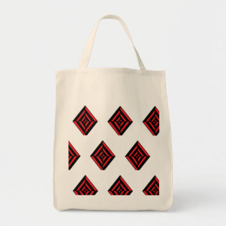 Rode en Zwarte Geometrische Diamant Patroon Modern Tote Bag