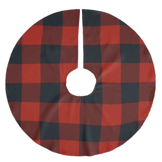 Rode en zwarte geruite vierkanten Buffalo Plaid Kerstboom Rok (Voorkant)