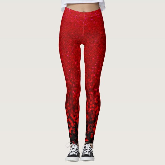Rode en zwarte glitter Ombre Leggings (Voorkant)