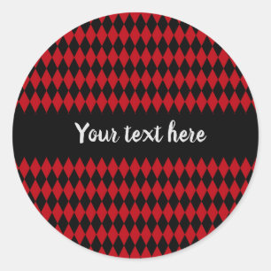 Rode en zwarte Harlequin Ronde Sticker