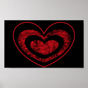 Rode en Zwarte Hart Poster Wanddecoratie