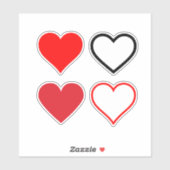 Rode en zwarte harten sticker (Vel)