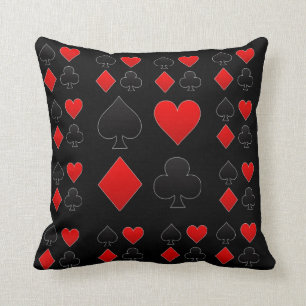 RODE EN ZWARTE KARTKAART OP ZWART VAN ZAZZLE KUSSEN