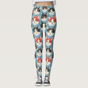 Rode en zwarte katten patroon leggings