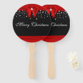 Rode en zwarte kerst handwaaier (Voorkant en achterkant)