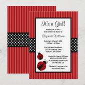 Rode en zwarte Ladybug Striped Stippen Baby shower Kaart (Voorkant / Achterkant)