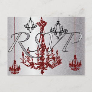 Rode en zwarte luchters — RSVP-kaart Uitnodiging Briefkaart