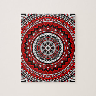 Rode en zwarte mandala legpuzzel