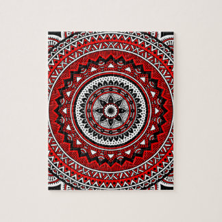 Rode en zwarte mandala legpuzzel