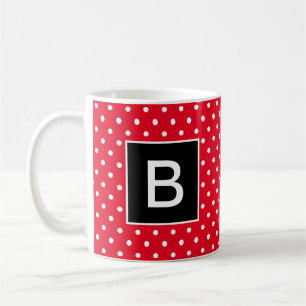 Rode en zwarte monogrammed Polka Dot Koffiemok