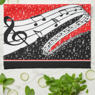 Rode en zwarte muziek thema handdoek