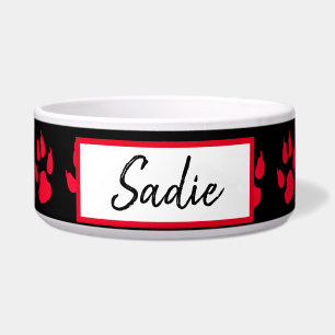 Rode en zwarte poot print hondenvoer voerbakje