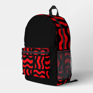 Rode en Zwarte Rugzak Met Abstract Patroon