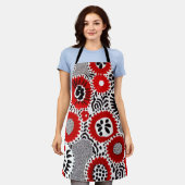 Rode en zwarte Stippen Schort (Gedragen)