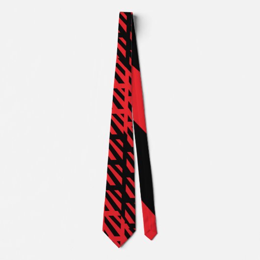 Rode en zwarte stropdas met abstract design (Voorkant)