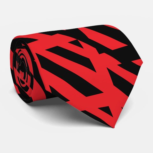 Rode en zwarte stropdas met abstract design (Opgerold)