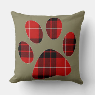 Rode en Zwarte Tartan Schotse Ruit Pootafdruk Kussen