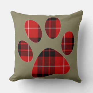 Rode en Zwarte Tartan Schotse Ruit Pootafdruk Kussen