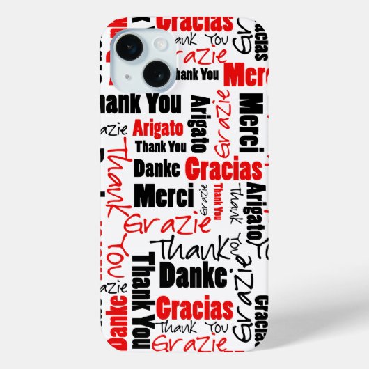 Rode en zwarte Typografie Meertalige dank Case-Mate iPhone Case (Achterkant)