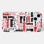 Rode en zwarte Typografie Meertalige dank Case-Mate iPhone Case (Achterkant (horizontaal))