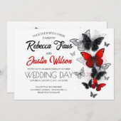 Rode en Zwarte Vlinders Morpho Monarch Kaart (Voorkant / Achterkant)