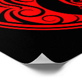 Rode en zwarte Yin Yang Cats Poster (Hoek)