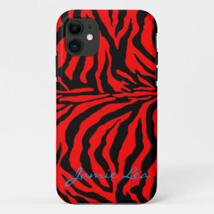 Rode en zwarte Zebra draagtas iPhone 11 Hoesje