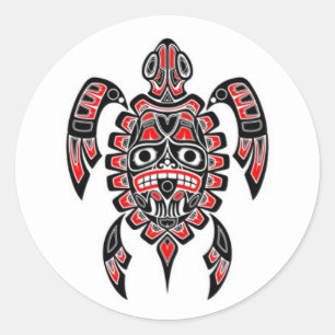 Rode en zwarte Zee-schildpad Ronde Sticker