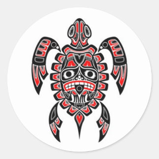 Rode en zwarte Zee-schildpad Ronde Sticker