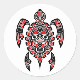 Rode en zwarte Zee-schildpad Ronde Sticker