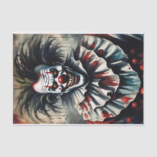Rode enge Halloween Clown Decoupage Papier (Voorkant)