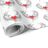 Rode Engel Hart met vleugels Cadeaupapier (Rol Hoek)