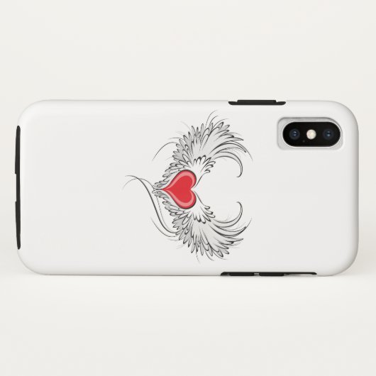 Rode engel hart met vleugels Case-Mate iPhone case (Achterkant (horizontaal))
