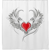 Rode Engel Hart met vleugels Douchegordijn (Voorkant)