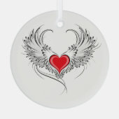 Rode Engel Hart met vleugels Glas Ornament (Achterkant)