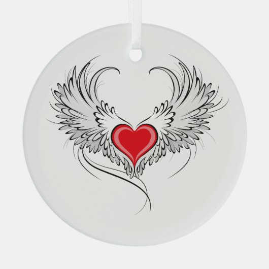 Rode Engel Hart met vleugels Glas Ornament (Achterkant)