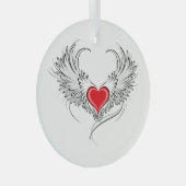 Rode Engel Hart met vleugels Glas Ornament (Voorkant Rechts)