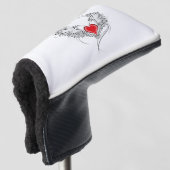 Rode engel hart met vleugels golfheadcover (3/4 voorkant)