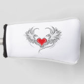Rode engel hart met vleugels golfheadcover (Voorkant)