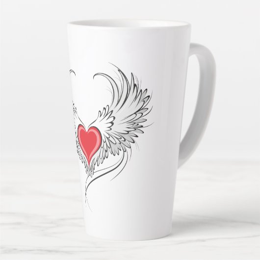 Rode Engel Hart met vleugels Latte Mok (Rechterhoek)